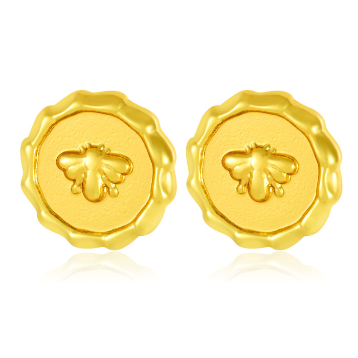 Ins Sweet Cute Bee Butterfly Stainless Steel Earrings Fashion Light Luxury Titanium Steel Earrings Can Be Processed w...