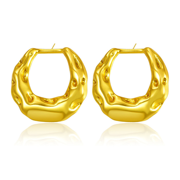 Omica Niche Ring Karst Rings Ear Studs European and American Fashion Minimalist Jewelry Stainless Steel Cross-Border