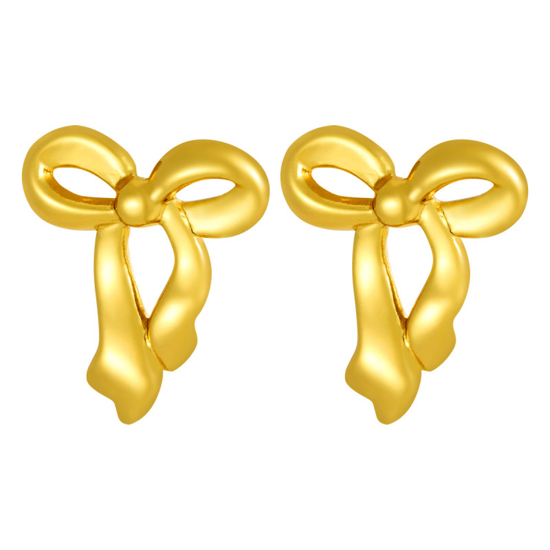 Cross-border Stainless Steel Fresh Sweet Bowknot Stud Earrings Temperament Geometric Earrings Personality Trendy Style Ear Jewelry for Women