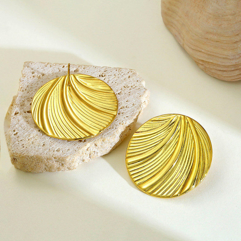 Europe and America Cross Border Ornament Design Exaggerated Stripes Big Ear Stud Fashion Special-Interest Ocean Style Ear Rings Wholesale
