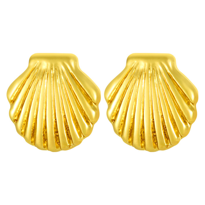 New Ocean Beach Series Shell Starfish Earrings for Women Beach Vacation Accessories Wholesale Titanium Steel Gold Plated