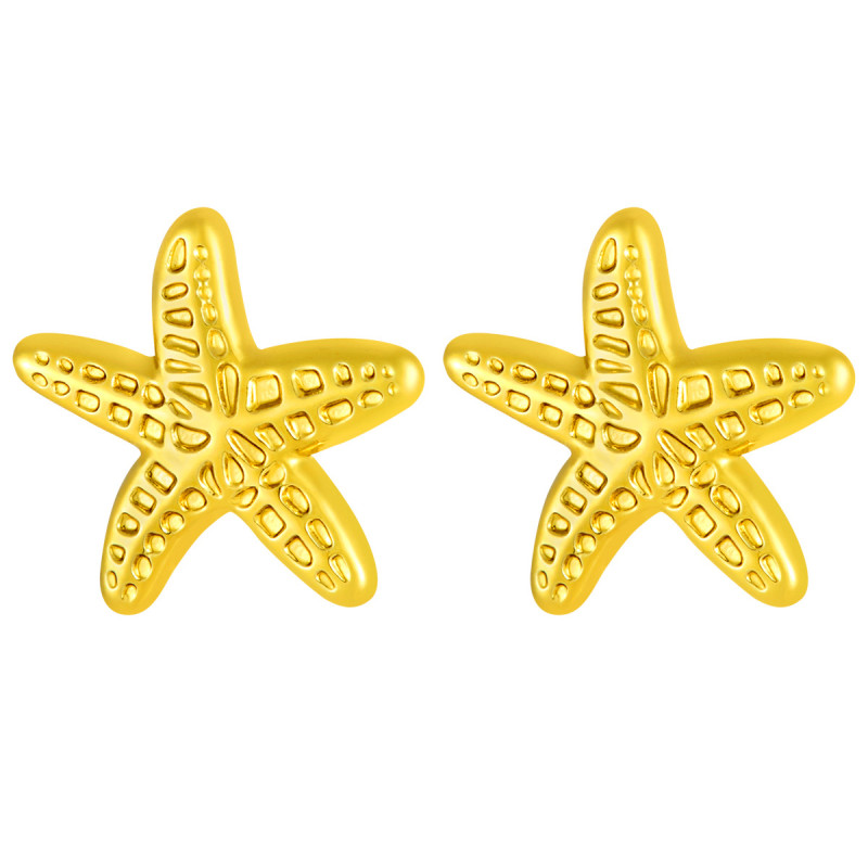 European and American Hot-Selling Ocean Style Stainless Steel 18K Gold Plated Light Luxury Versatile Starfish Earrings Beach Vacation Earrings Jewelry