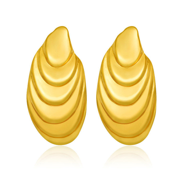 European and American New Summer Beach Ocean Style Oyster Earrings Wave Pleated Shell Light Luxury High-end Design Sense Stud Earrings