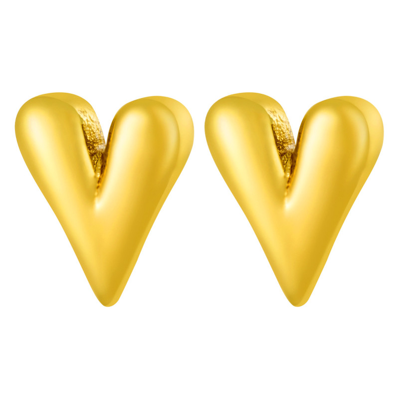 Titanium Steel Gold-Plated Simple Fashion Heart Earrings Cross-Border Niche Design Women's Water Drop Heart-Shaped Earrings