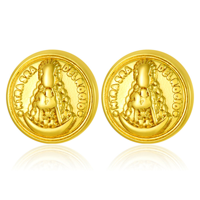 Trendy Ins Niche Personality Hip-Hop Avatar Round Plate Earrings Minimalist Style Earrings Wholesale From Manufacturer