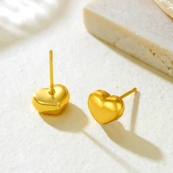 European and American Cross-Border Jewelry INS Heart Vintage Design Earrings Exaggerated Geometric Symmetrical Heart Fashion Earrings for Women