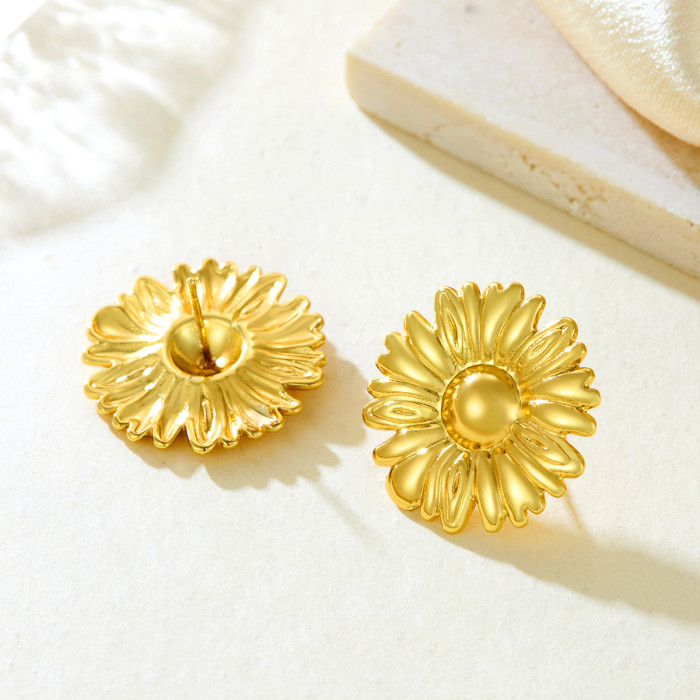 Vintage Western Retro Sunflower Sunflower Temperament Retro Earrings Gold Plated Temperament Jewelry