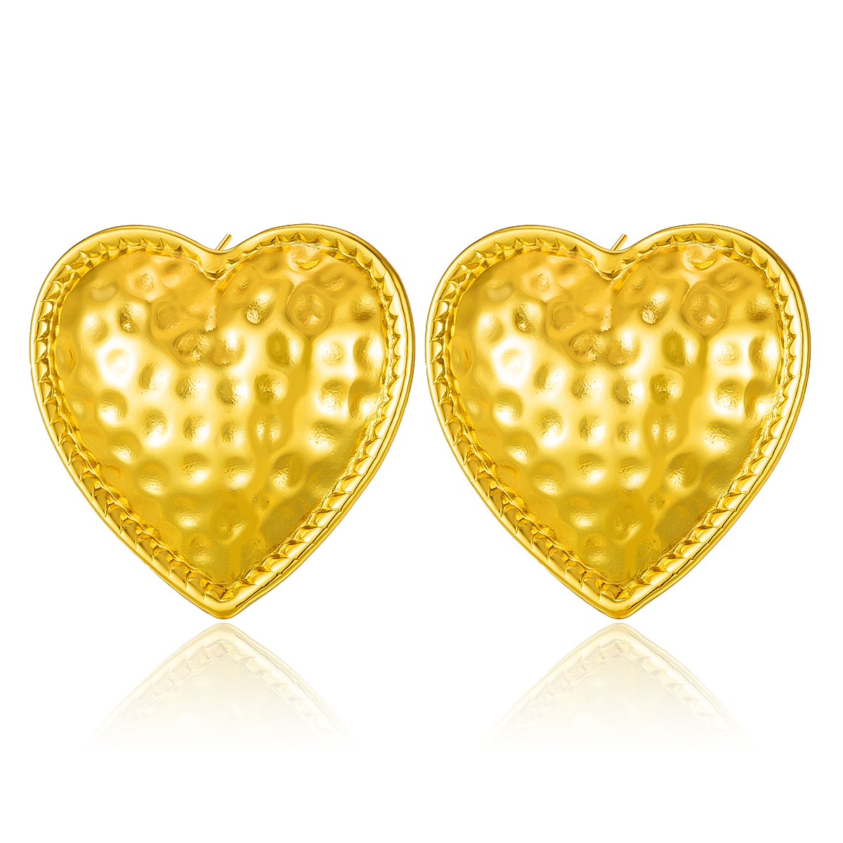 Stainless Steel Titanium Steel 18K Gold Plated Textured Heart Flower Pentagram Star Earrings Ear Cuffs Ear Jewelry Ear Drops