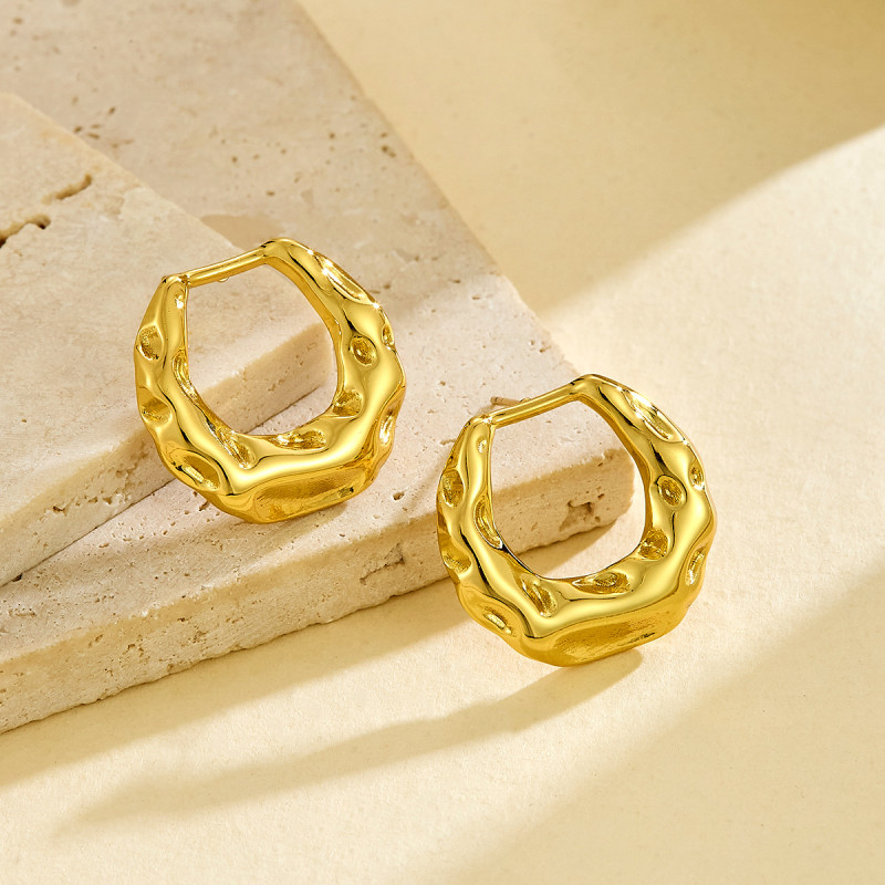 Omica Niche Ring Karst Rings Ear Studs European and American Fashion Minimalist Jewelry Stainless Steel Cross-Border