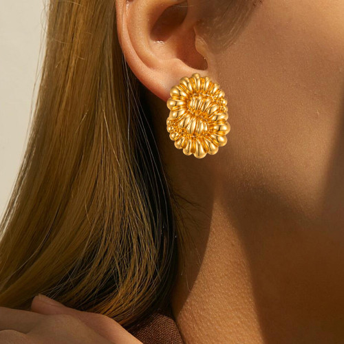 European and American Cross-Border High-End Fashion Simple Titanium Steel Earrings for Women Light Luxury Temperament Stainless Steel Ear Jewelry Wholesale