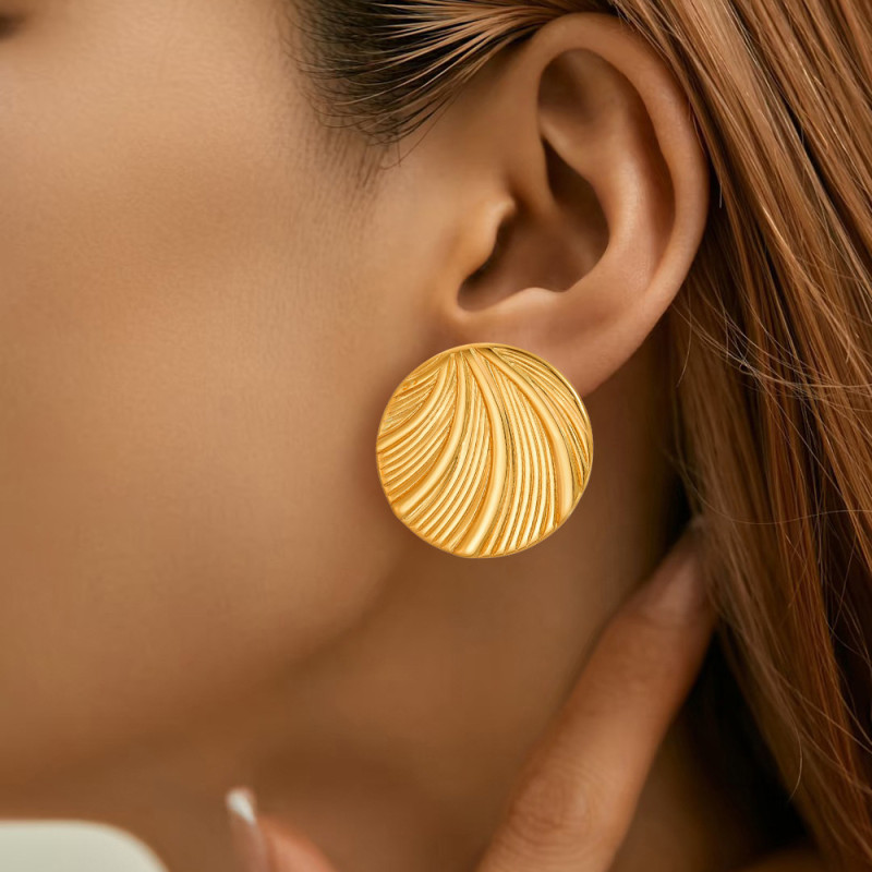 Europe and America Cross Border Ornament Design Exaggerated Stripes Big Ear Stud Fashion Special-Interest Ocean Style Ear Rings Wholesale