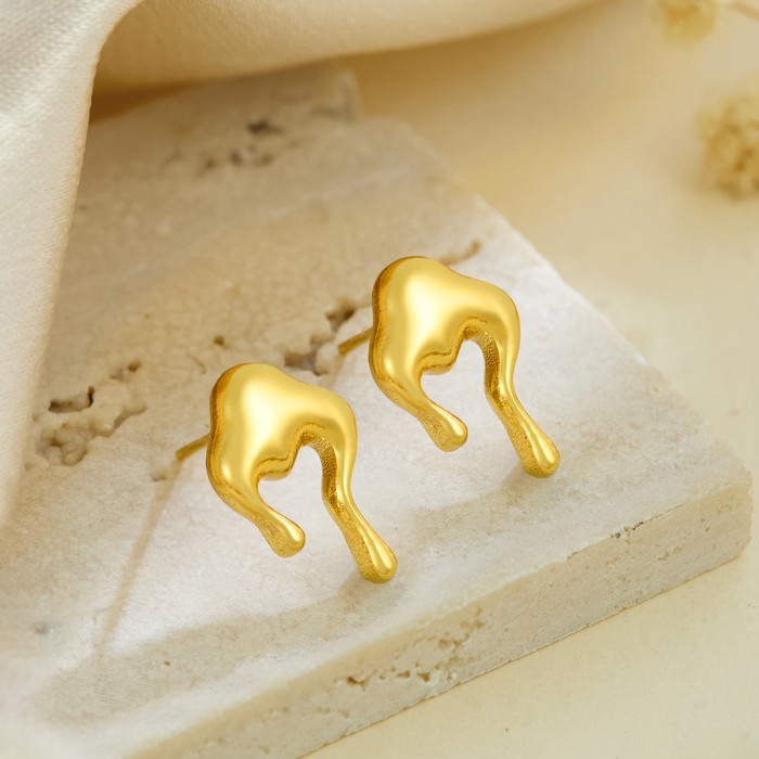 Europe and America Cross Border Titanium Steel Fashion Simple Circle Earrings Golden Earrings Personality Retro Ornament Stud Earrings