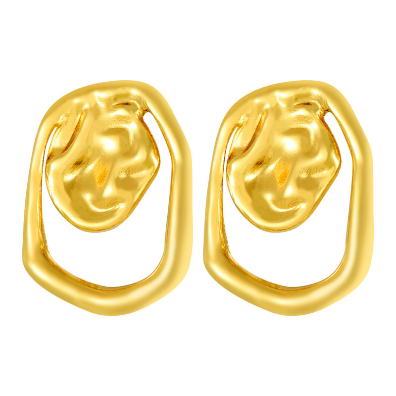 Metal Cold Style Earrings European and American Design Stainless Steel Ins European and American High Profile Retro Catwalk Same Style Ear Studs Women