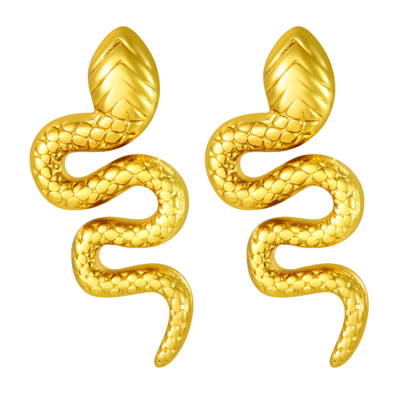 European and American New Style Ins Style Niche Design Sense Personality Snake-shaped Stud Earrings Stainless Steel Minimalist Light Luxury Versatile Earrings for Women