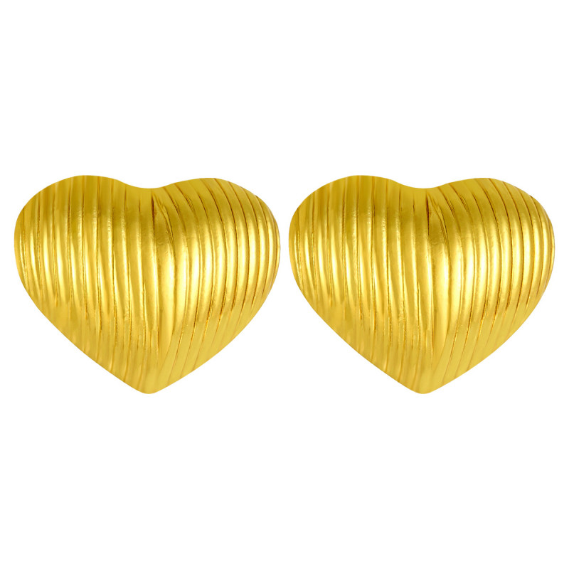 Cross-Border Hot Trendy Geometric Chubby Melon Seed Stainless Steel Earrings for Women Fashion Versatile High-End 18K Gold Ear Jewelry