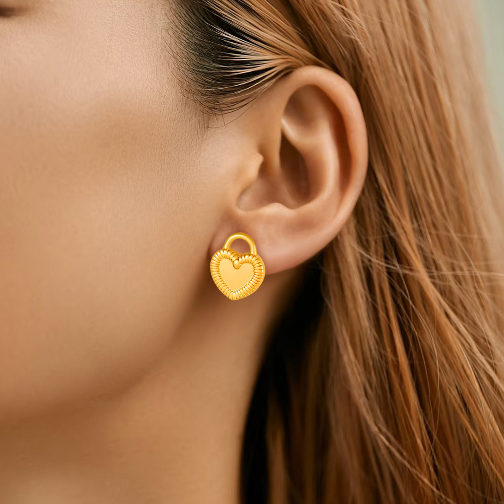 Ins Style Bear Paw Titanium Steel DIY Pendant for Women Zircon Heart Lock Shell Stainless Steel Jewelry Pendant Earrings