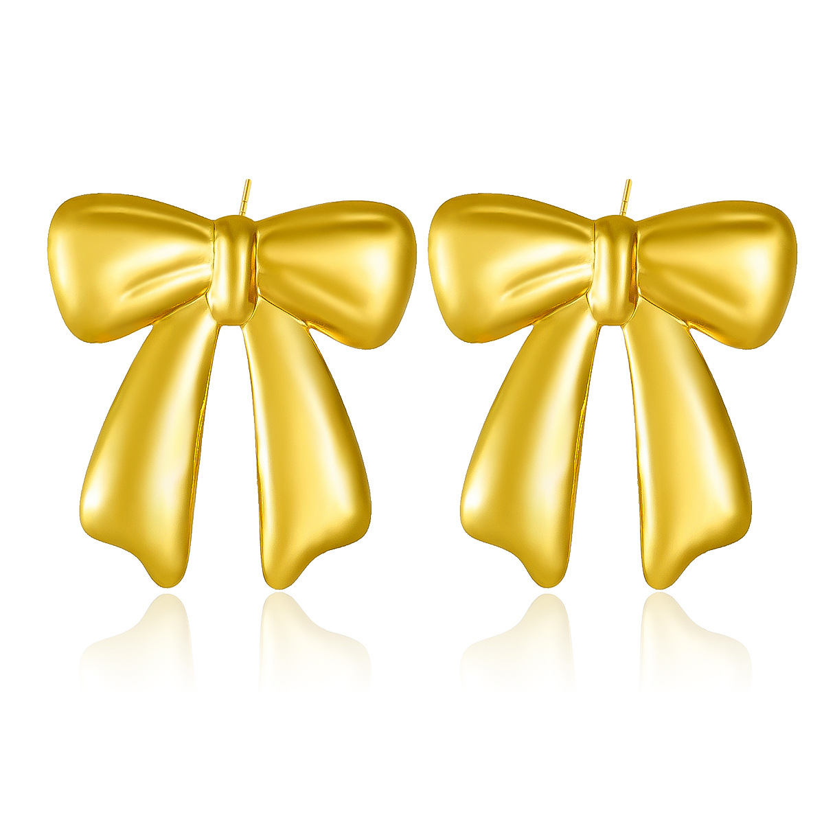 Cross-Border New High-End Fashion Titanium Steel Bowknot Earrings Jewelry High-End Design Exaggerated Earrings Versatile Trendy