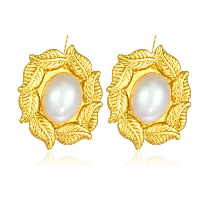 Vintage Earrings for Women Gold Earrings 18k Exquisite Fashion Earrings Wedding Leaf Earrings Court Style
