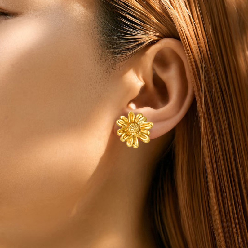 Cross-Border Hot Sale Stainless Steel Earrings 18K Gold High-End Feel Earrings European and American Trendy Earrings Ear Studs Ear Hoops Wholesale Jewelry
