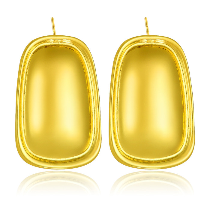 European and American Minimalist Style Rectangular Pendant Titanium Steel Earrings Studs 2025 New Trendy Elegant Niche Design Earrings