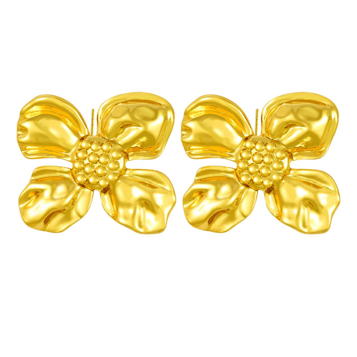Hot-Selling Vintage Titanium Steel Fashion Women's Elegant Flower Earrings Classic Jewelry Wholesale