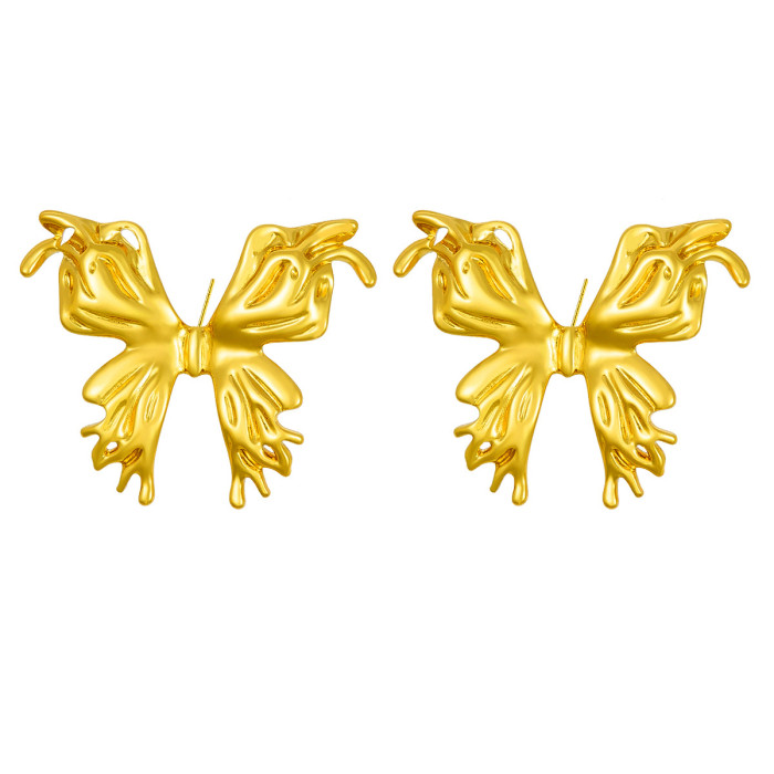Fashion Hot-Selling Stainless Steel Butterfly Earrings Geometric Hollow Bow Titanium Steel Earrings Jewelry Wholesale