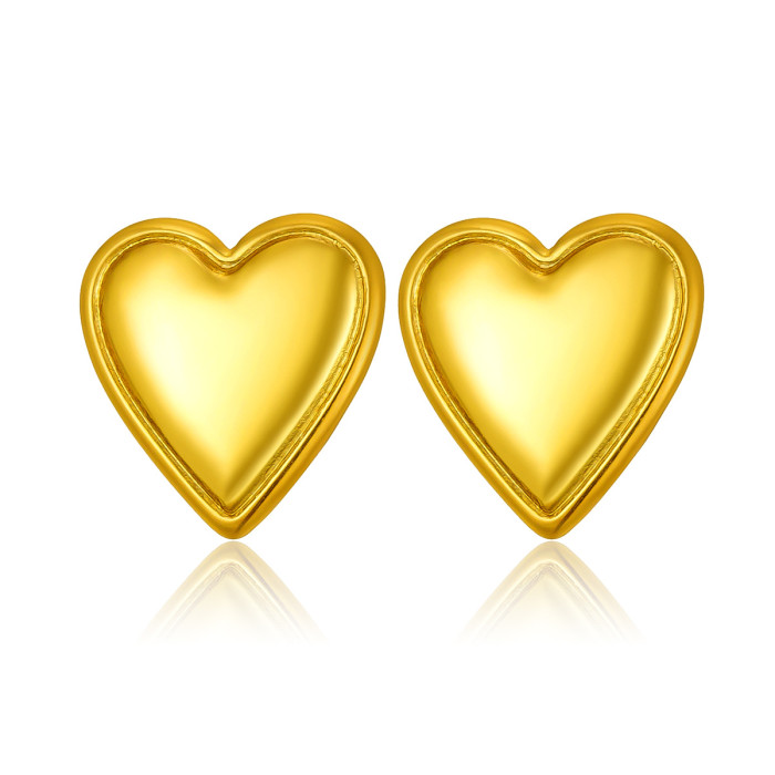 [Heart Series] European and American Internet Celebrity Trendy Earrings for Women 18K Gold Stainless Steel High-end Heart Earrings Wholesale