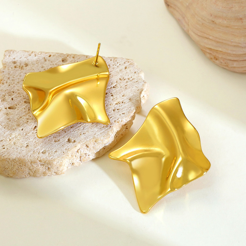 Cross-Border Hot-Selling Textured Stainless Steel Earrings for Women, Unique Niche Design, Light Luxury, Elegant and High-End Feel, Wholesale Earrings