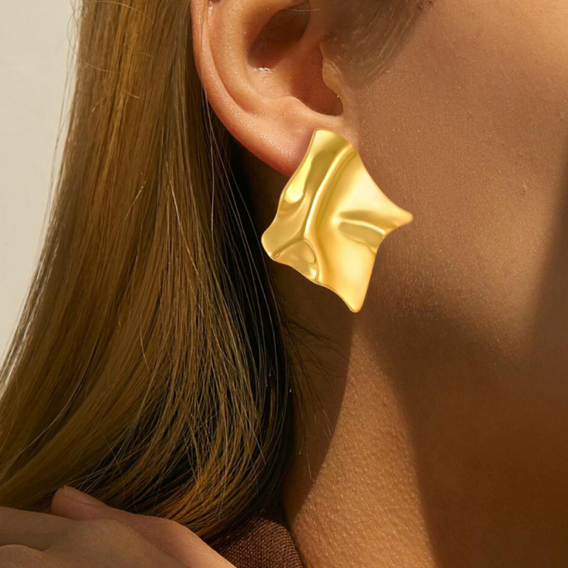 Cross-Border Hot-Selling Textured Stainless Steel Earrings for Women, Unique Niche Design, Light Luxury, Elegant and High-End Feel, Wholesale Earrings