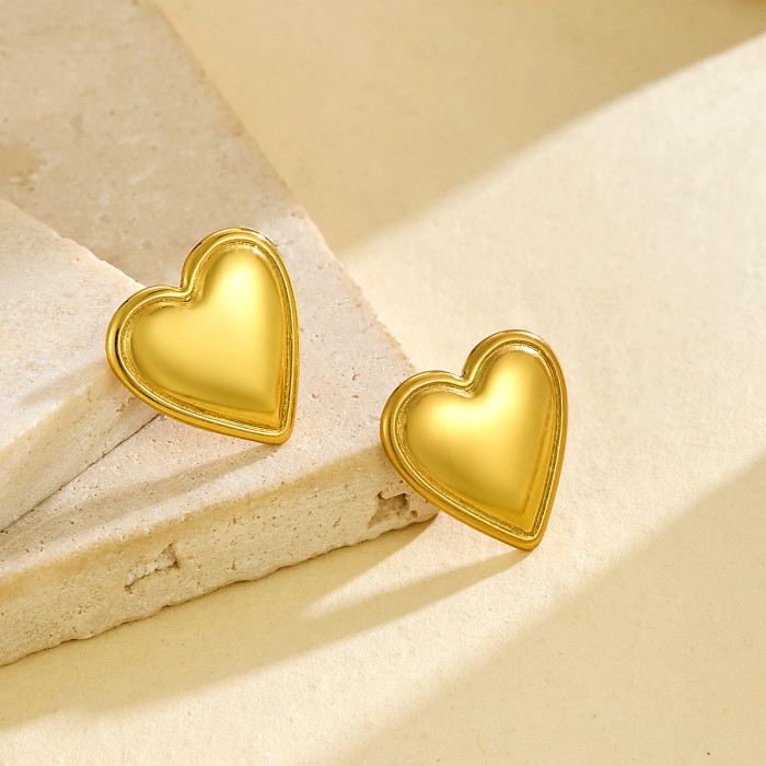 [Heart Series] European and American Internet Celebrity Trendy Earrings for Women 18K Gold Stainless Steel High-end Heart Earrings Wholesale