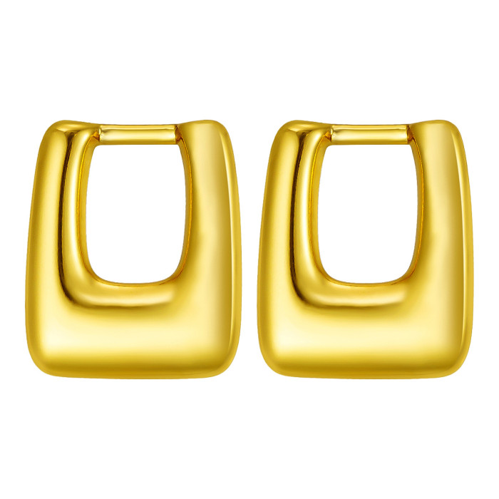 Geometric Oval Rectangular Earrings Titanium Steel Gold Plated Stud Earrings Jewelry Cross-Border European and American Versatile High-End Square Earrings