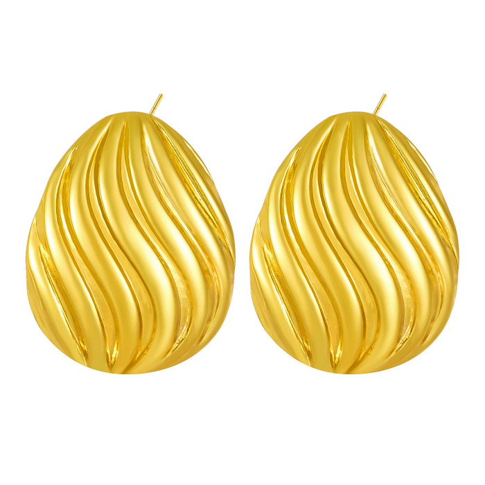 Jewelry Metal Shell Ocean Style Niche Earrings Retro Versatile Minimalist Striped Stud Earrings for Women