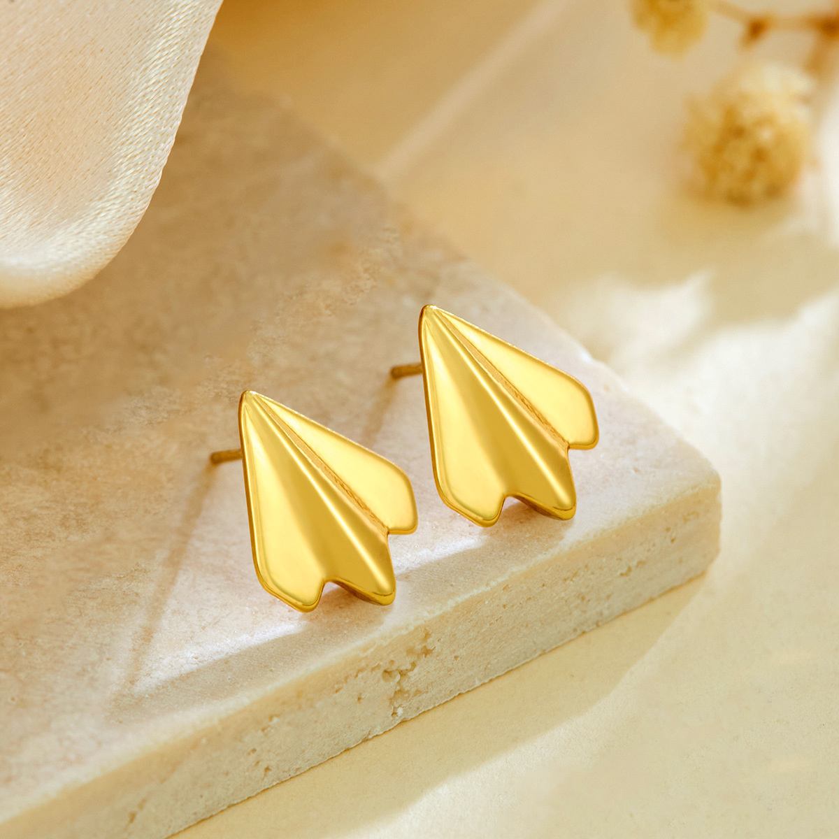 Ins Style Trendy Fashion Minimalist Niche Design Light Luxury Creative Paper Airplane Earrings for Women Stainless Steel Ear Jewelry3