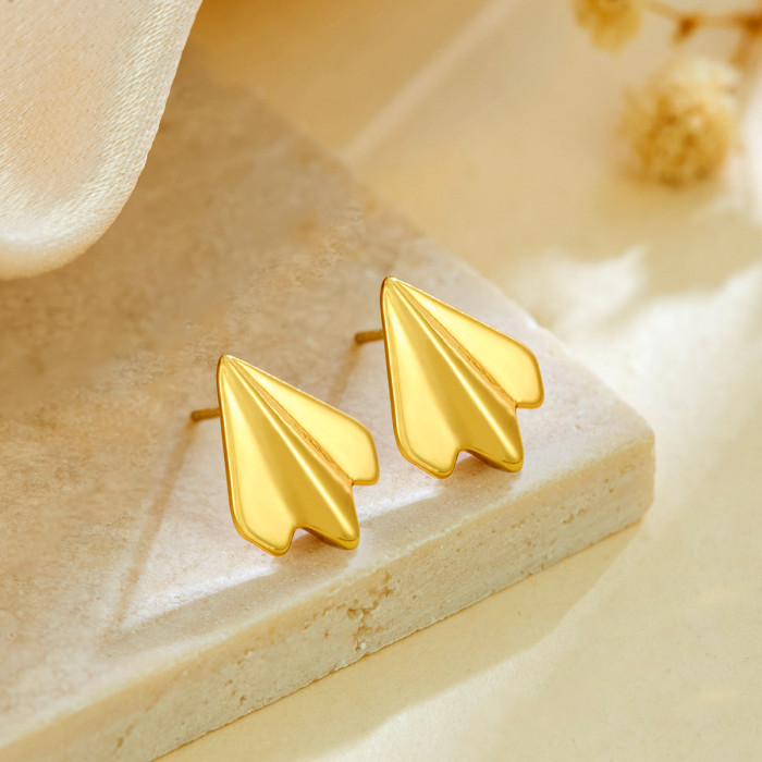 Ins Style Trendy Fashion Minimalist Niche Design Light Luxury Creative Paper Airplane Earrings for Women Stainless St...
