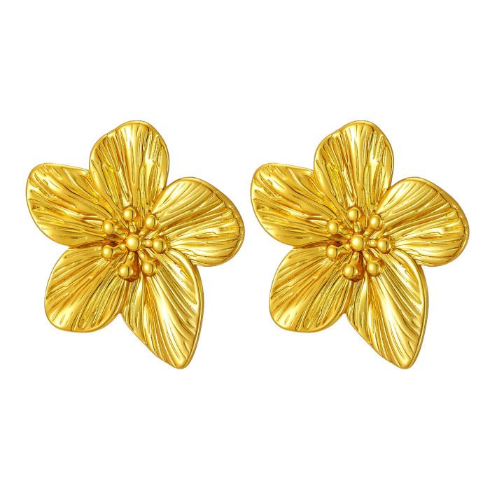 Ins Style Flower Earrings Niche Personalized and Temperamental Stud Earrings Inlaid Pearl Zircon Fashion High-End Ear...