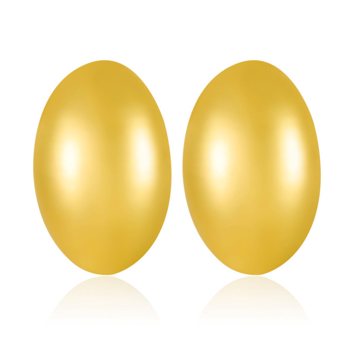 European and American 18K Gold Stainless Steel Matte Brushed Oval Earrings Studs Ins Internet Celebrity Style Simple Earrings