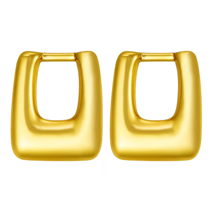 Geometric Oval Rectangular Earrings Titanium Steel Gold Plated Stud Earrings Jewelry Cross-Border European and American Versatile High-End Square Earrings