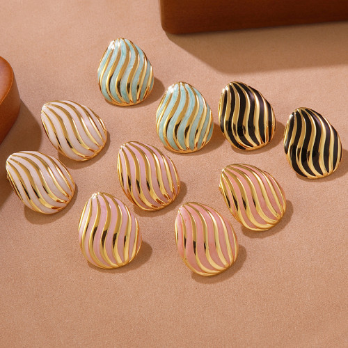 Cross-Border Ocean Series Earrings Stainless Steel Earrings Vacation Style Studs Oil Drop Glaze Earrings Threaded Studs