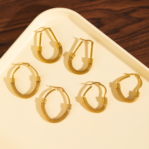 Stainless Steel Heart-shaped Hoop Earrings European and American Style Exaggerated Earrings Titanium Steel Studs Oval Ear Clips Trendy Earrings for Women