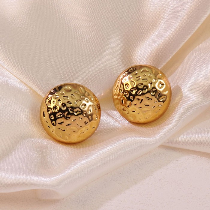 Stainless Steel Earrings Oval Particle Earrings Round Studs Non-Fading Earrings High-Grade Doudou Earrings Gold Plated