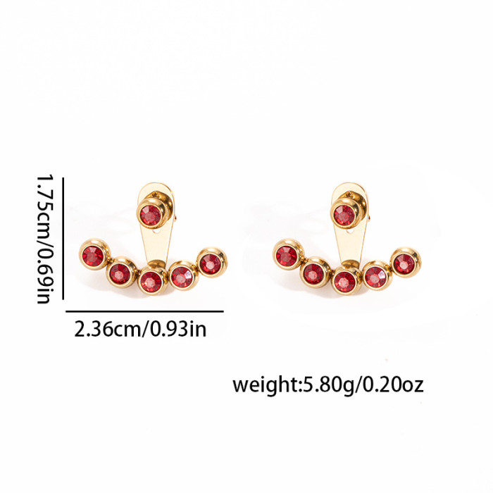 Stainless Steel Earrings Fan-shaped Earrings Niche Design Sense Round Bead Decoration Earrings Gold Plated Titanium S...