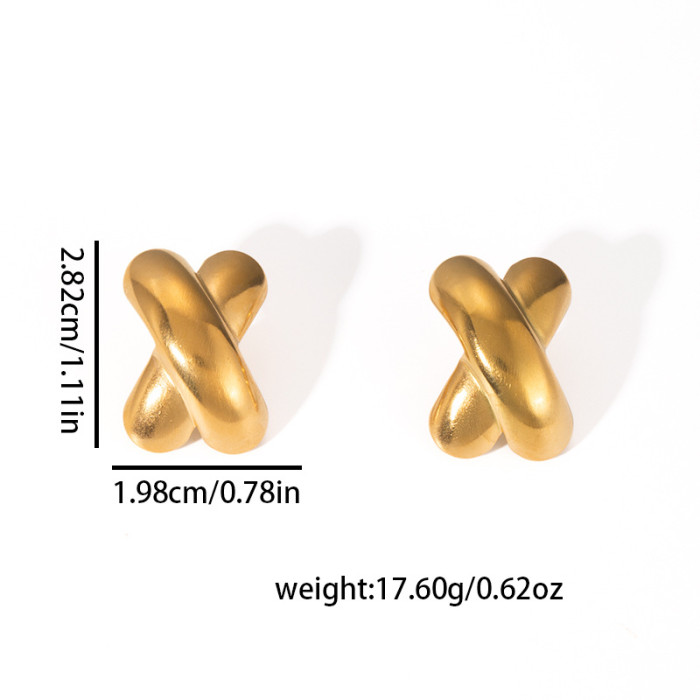 Stainless Steel Earrings Five-Pointed Star Earrings Square Oval Cross Earrings 18K Gold Plated Earrings Niche Design