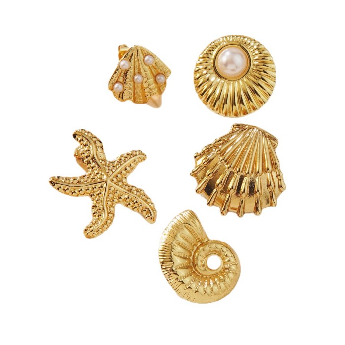 Stainless Steel Earrings Vacation Style Earrings Style Earrings Ocean Style Stud Earrings Starfish Shell Stud Earring...