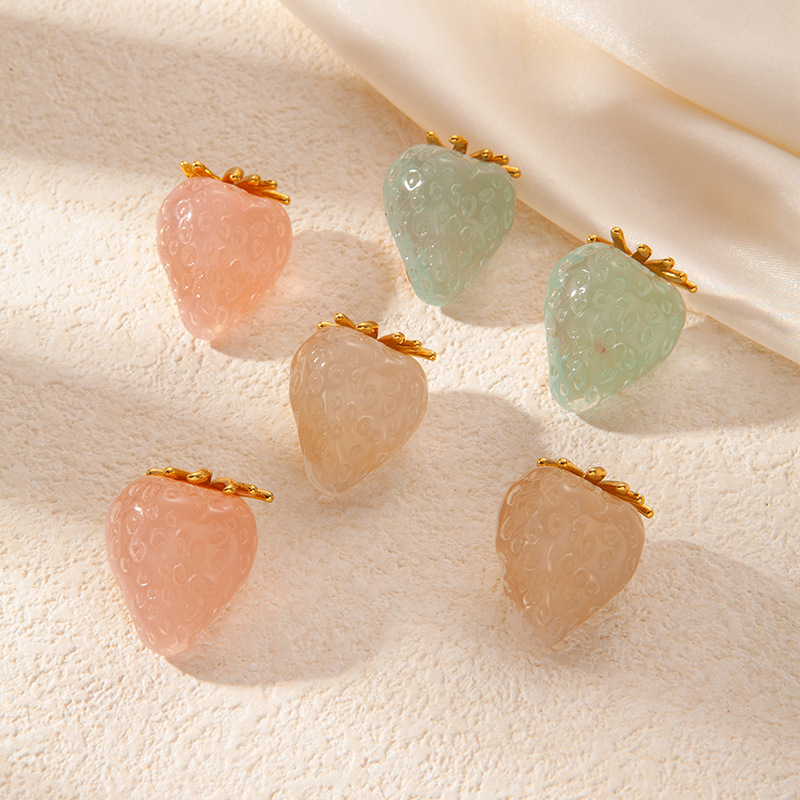 Stainless Steel Earrings Fruit Earrings Strawberry Studs Summer Colorful Fresh Jelly Earrings Titanium Steel Studs Non-Fading for Women