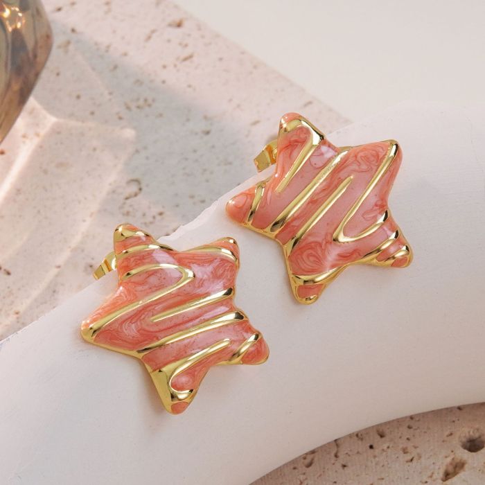 Starfish Earrings Colorful Oil Drop Earrings Stainless Steel Earrings Summer Star Earrings Ocean Vacation Earrings Je...