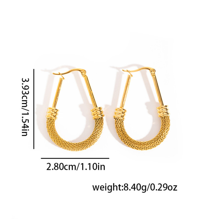 Stainless Steel Heart-shaped Hoop Earrings Style Exaggerated Earrings Titanium Steel Studs Oval Ear Clips Trendy Earr...