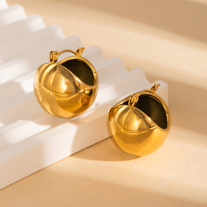 Style Earrings Stainless Steel Personality Large Earrings Crescent Moon Round Hoop Water Drop Stud Earrings High-End...