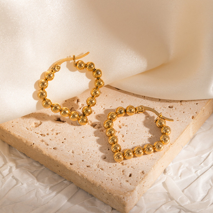 Popular C- Shaped Stainless Steel Earrings Gold-Plated Heart-Shaped round Geometric Earrings Light Luxury High-Grade Non-Fading Titanium Steel Earrings