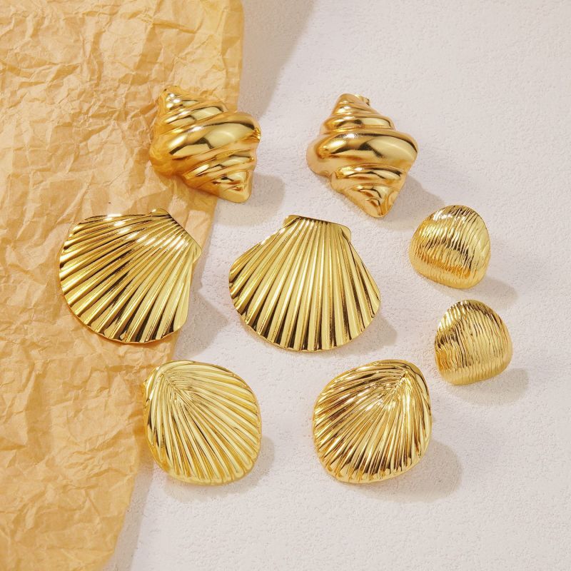 Stainless Steel Earrings Vacation Style Earrings European and American Style Earrings Ocean Style Stud Earrings Starfish Shell Stud Earrings Titanium Steel Earrings for Women