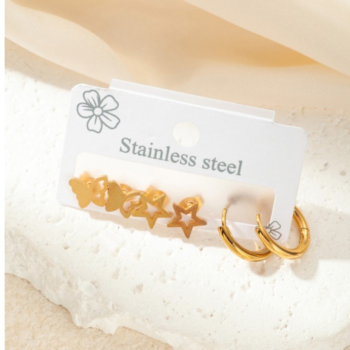 Stainless Steel Petite Earrings High Quality Exquisite Earrings Korean Style Titanium Steel Ear Studs Non-Allergic Earrings Gold Plated Ear Ring